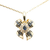 K18YG イエローゴールド サファイア0.57ct ダイヤ0.9ct ペンダントネックレス レディース 【中古】